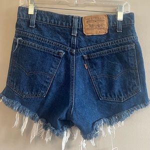 Levi’s Orange Tab Dark Wash Cut Off Shorts